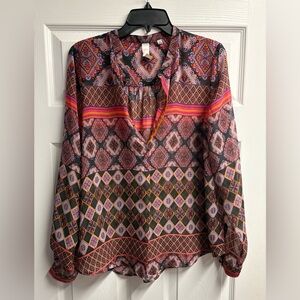Konrad + Joseph Anthropologie Patterned Blouse Size Medium
